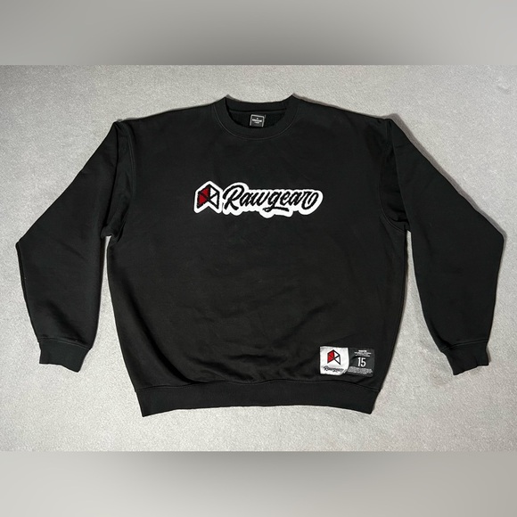 Rawgear Large Crewneck Sweatshirt Black Relaxed Fit Gym Bradley Martyn - Picture 1 of 5